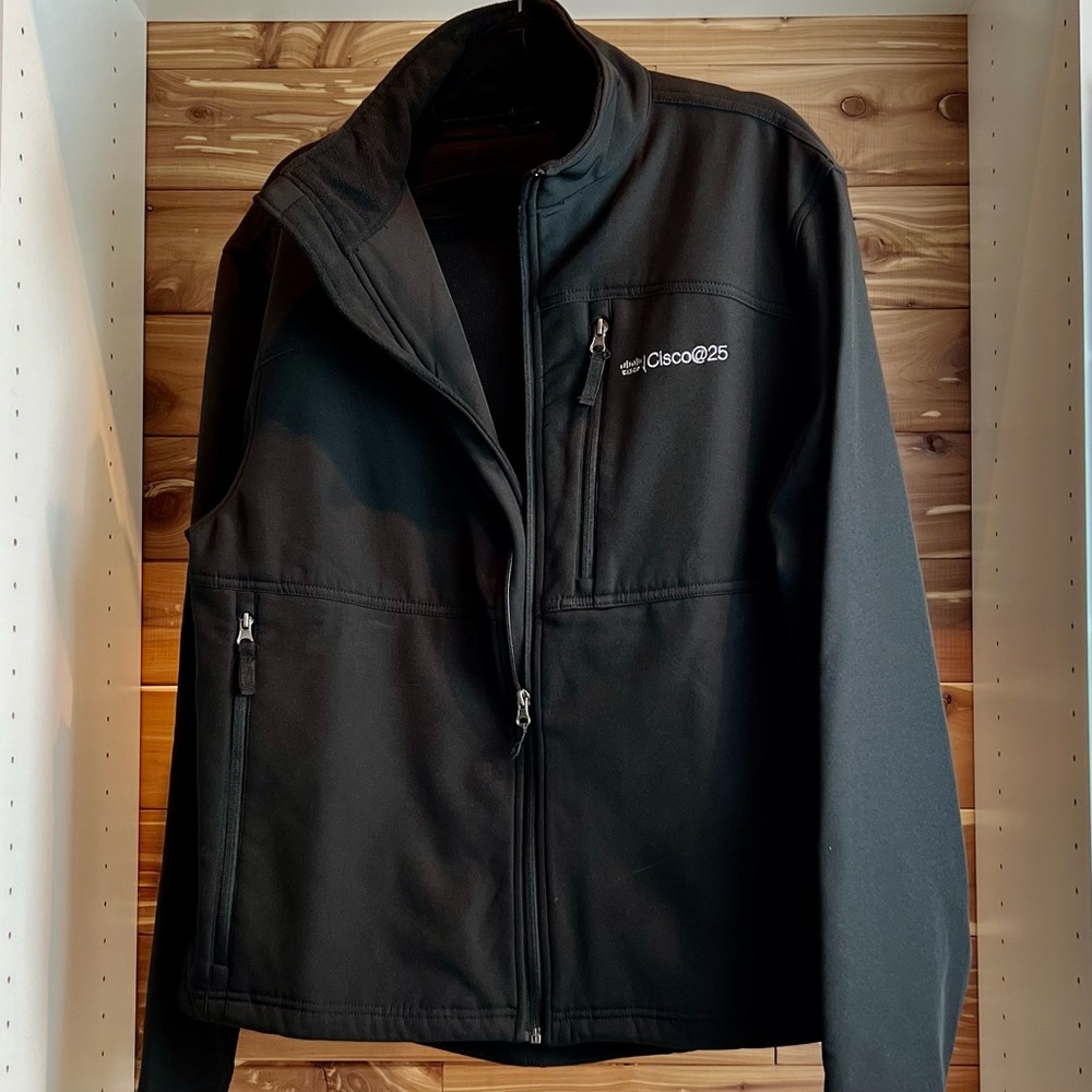 Men’s Black Windbreaker Jacket, Water Resistant Shell, Soft Inside Lining, XL